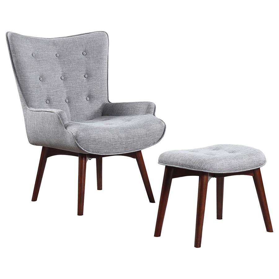 (image for) Willow Upholstered Accent Chair with Ottoman Grey and Brown