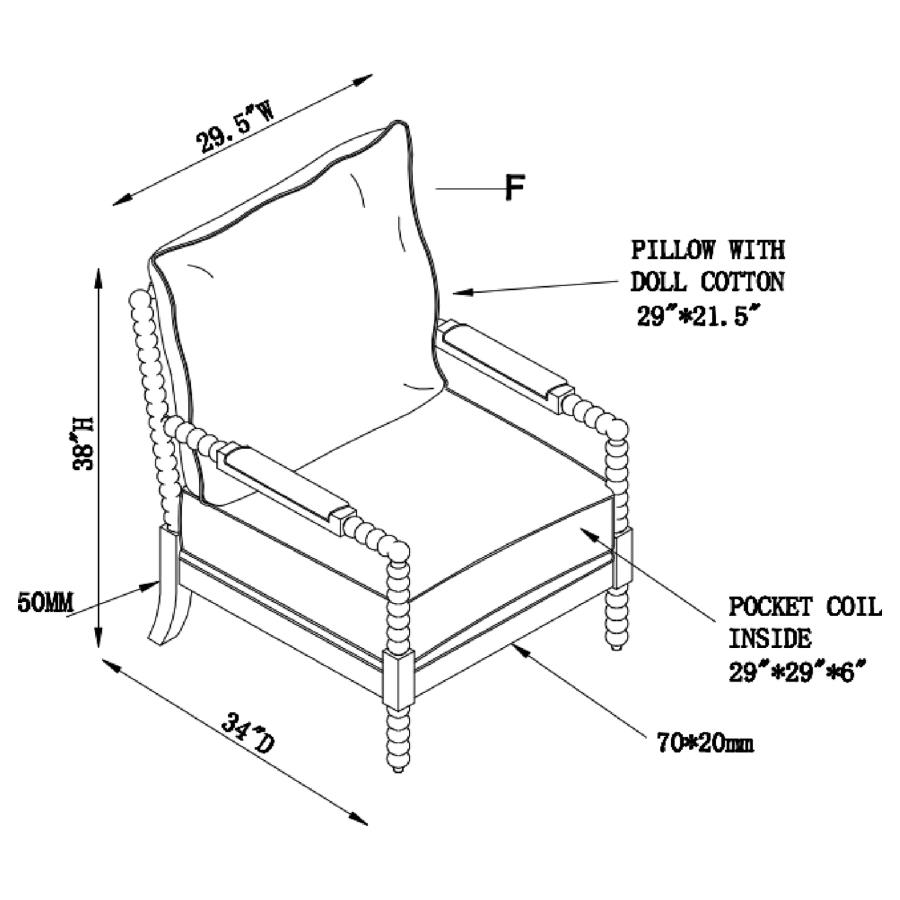Modal Additional Images for Blanchett Upholstered Bobbin Accent Chair Beige and Natural