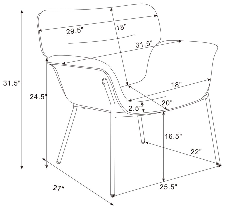 Modal Additional Images for Davina Upholstered Flared Arm Accent Chair Ash Grey