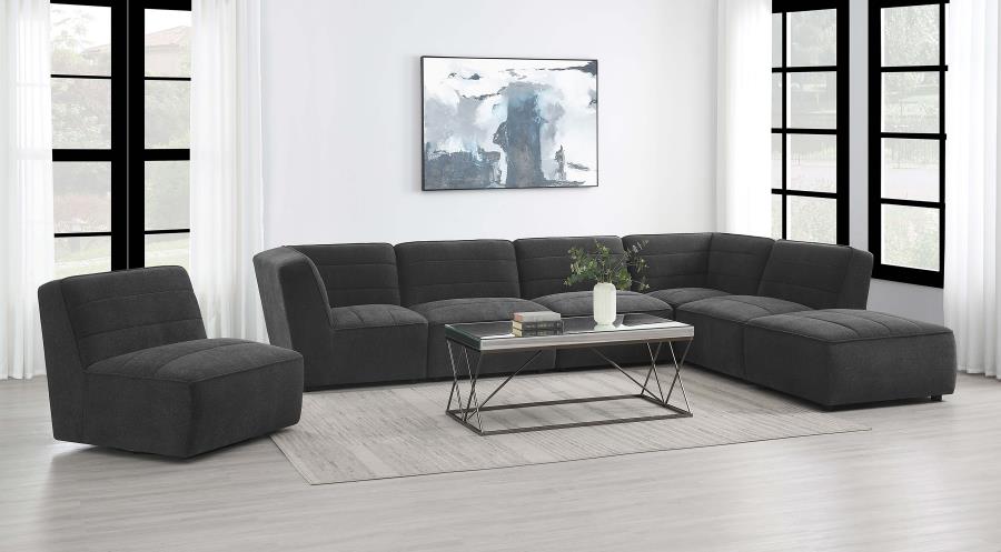 Modal Additional Images for Cobie Upholstered Armless Swivel Chair Dark Charcoal