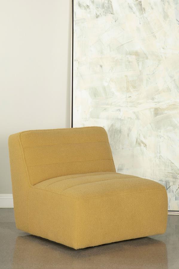 Modal Additional Images for Cobie Upholstered Armless Swivel Chair Mustard