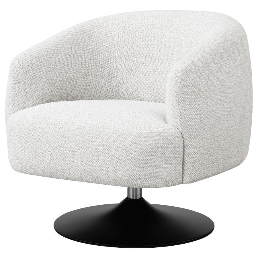 Dave Upholstered Barrel Back Swivel Club Chair Beige