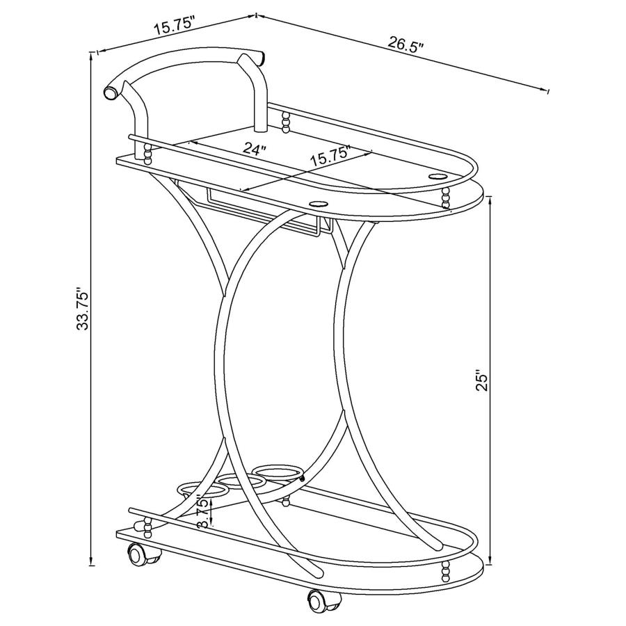 Modal Additional Images for Elfman 2-tier Glass Shelf Metal Bar Cart White and Chrome
