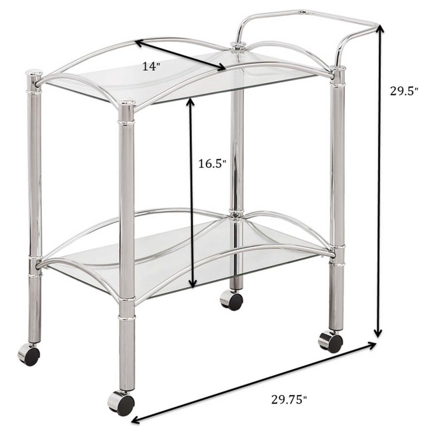 Modal Additional Images for Shadix 2-tier Rectangular Glass Shelf Metal Bar Cart Chrome