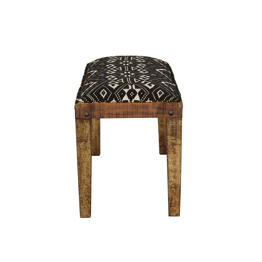 Modal Additional Images for Lamont Fabric Upholstered Accent Bench Black and Natural