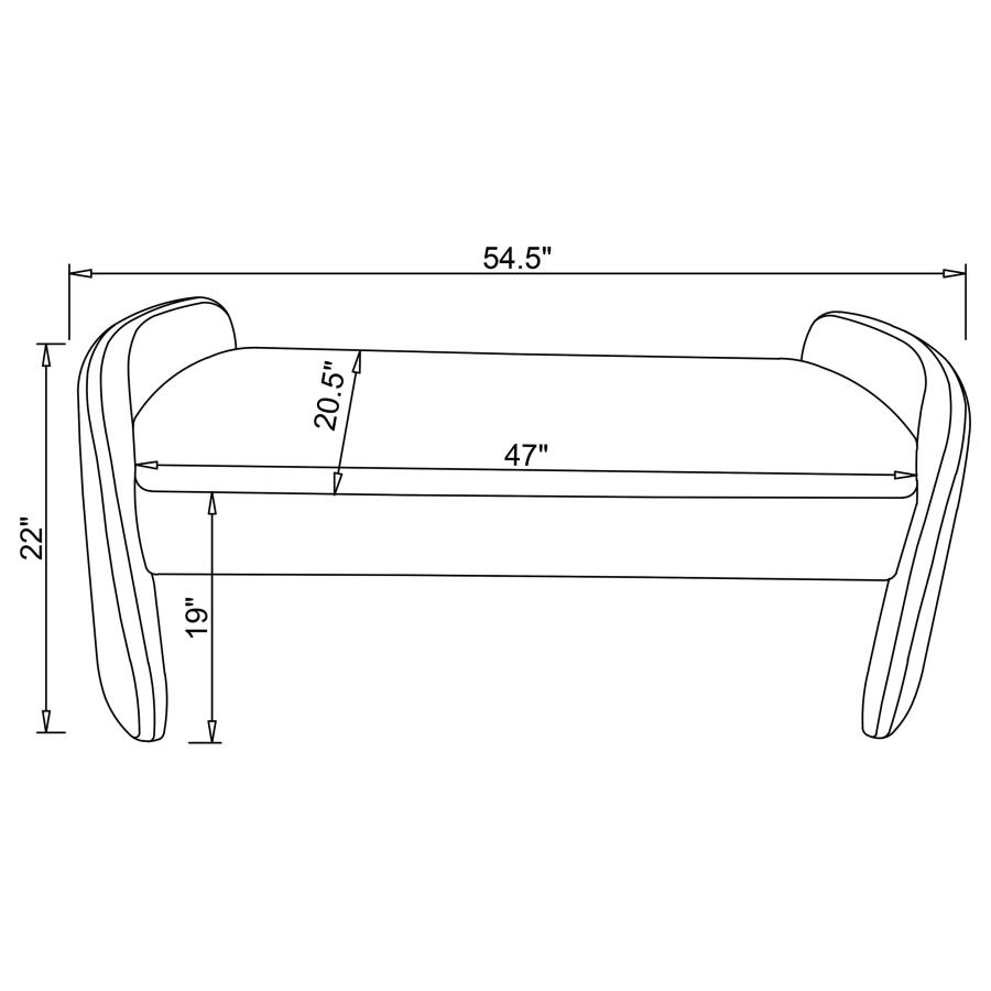 Modal Additional Images for Peoria Velvet Upholstered Accent Bench Ivory