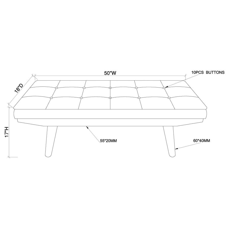 Modal Additional Images for Wilson Fabric Upholstered Tufted Accent Bench Grey