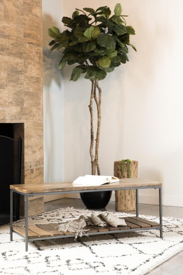 Modal Additional Images for Gerbera Wood Accent Bench with Shelf Natural and Gunmetal