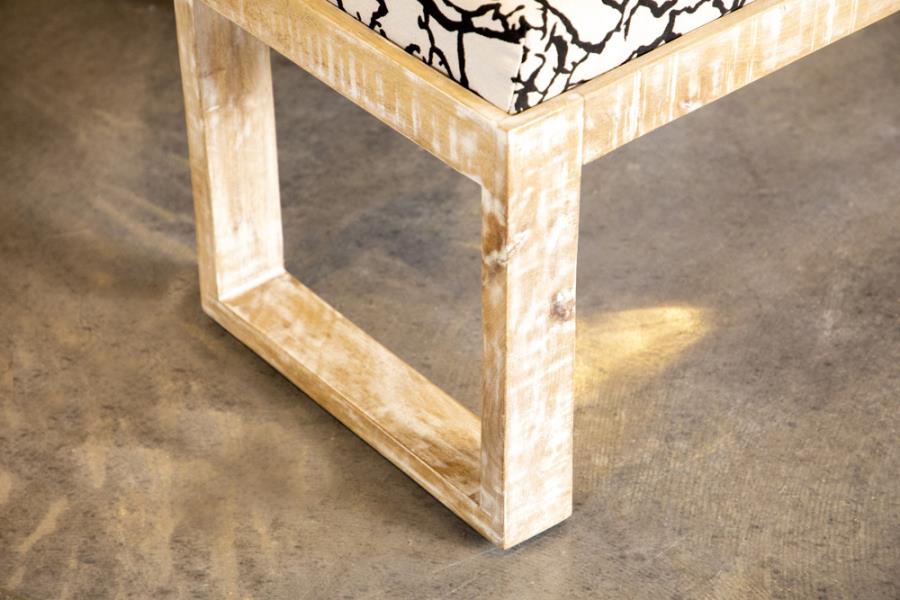 Modal Additional Images for Aiden Fabric Upholstered Accent Bench Distressed White