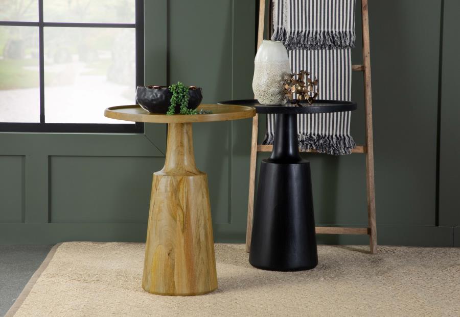 Modal Additional Images for Ixia Round Solid Mango Wood Accent Side Table Black Stain