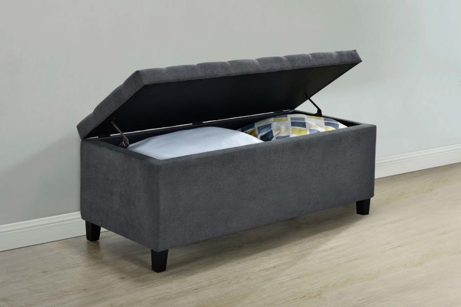 Modal Additional Images for Samir Fabric Upholstered Tufted Storage Bench Charcoal