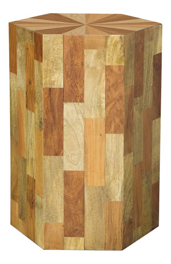 (image for) Dermot Hexagonal Solid Wood Sunburst Top Side Table Natural