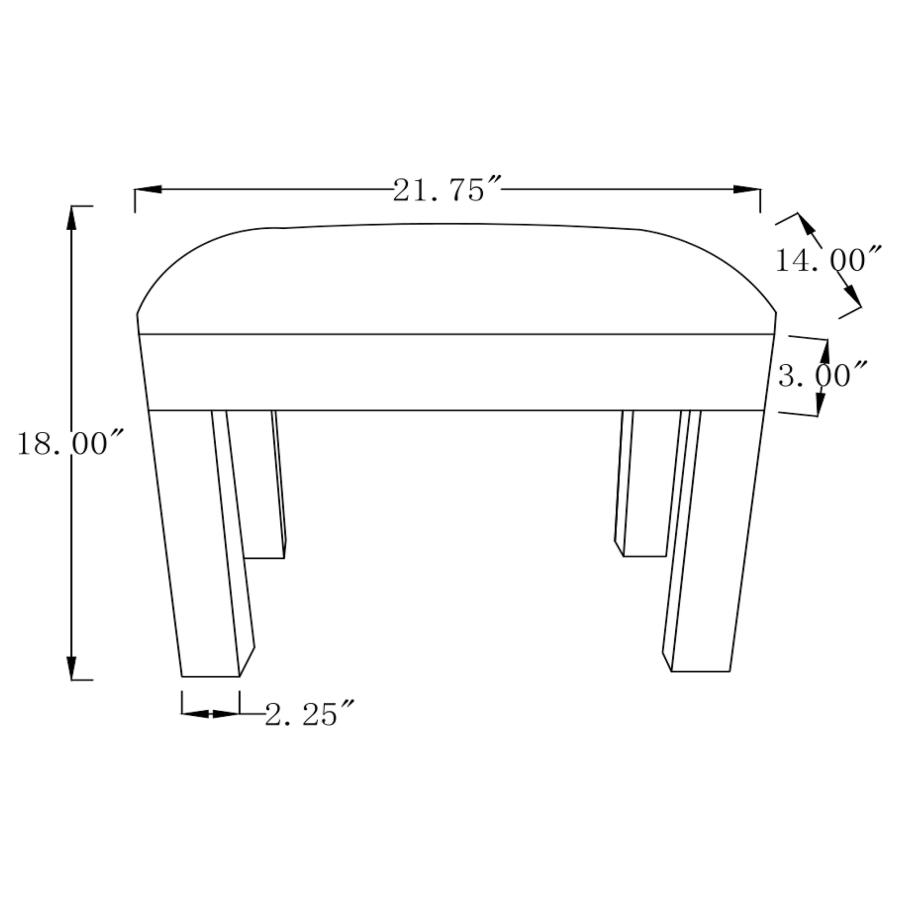 Modal Additional Images for Roxie Rectangular Upholstered Vanity Stool White and Mirror