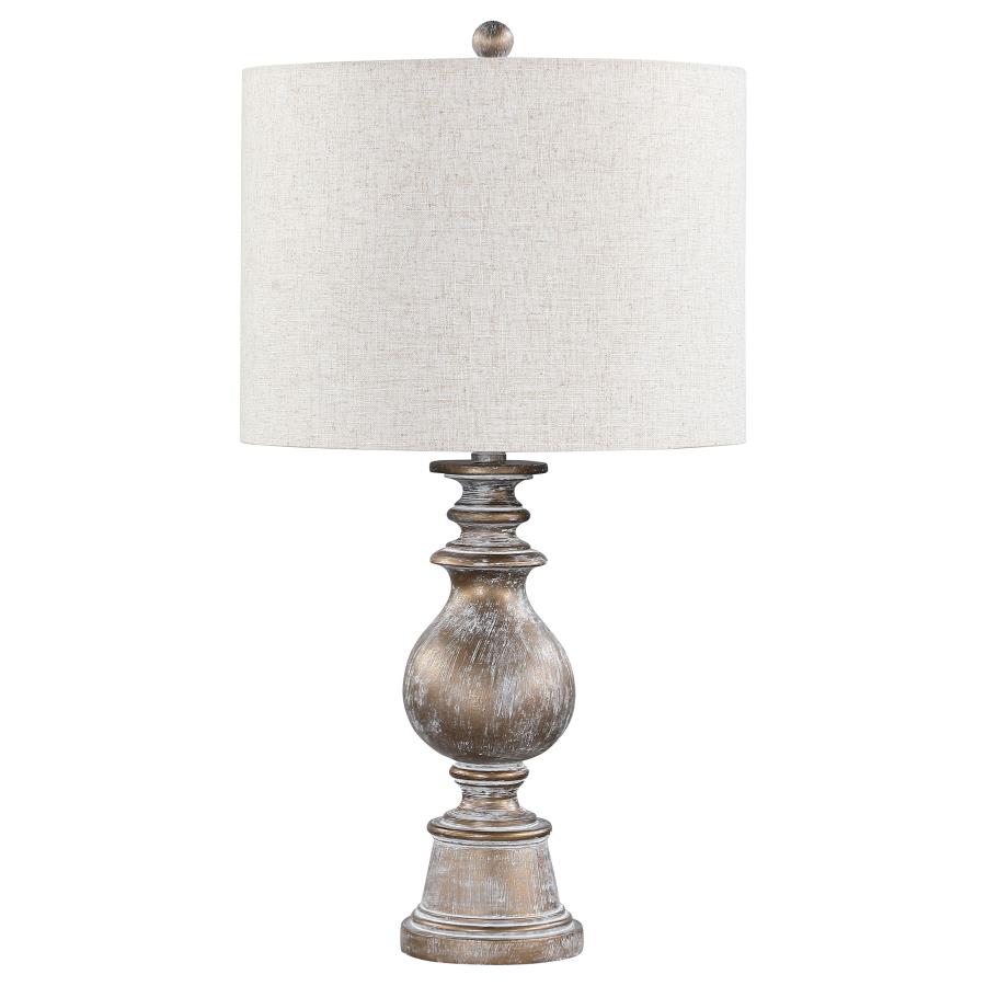 Brie 28-inch Drum Shade Urn Table Lamp Antique Gold (image for) Brie 28-inch Drum Shade Urn Table Lamp Antique Gold