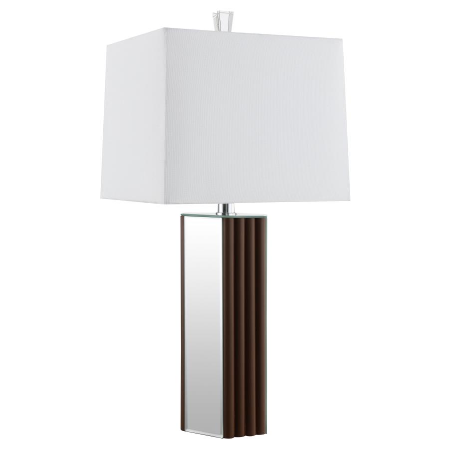 Elena 30-inch Square Tapered Mirrored Table Lamp Brown (image for) Elena 30-inch Square Tapered Mirrored Table Lamp Brown