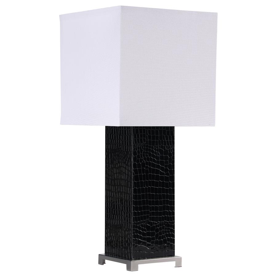 Bridle 25-inch Square Shade Faux Crocodile Table Lamp Black (image for) Bridle 25-inch Square Shade Faux Crocodile Table Lamp Black