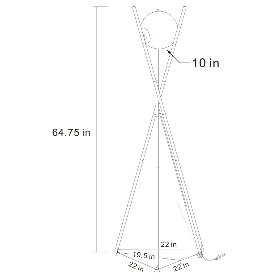 Modal Additional Images for Yamileth 65-inch Spherical Bulb Metal Tripod Floor Lamp Gold