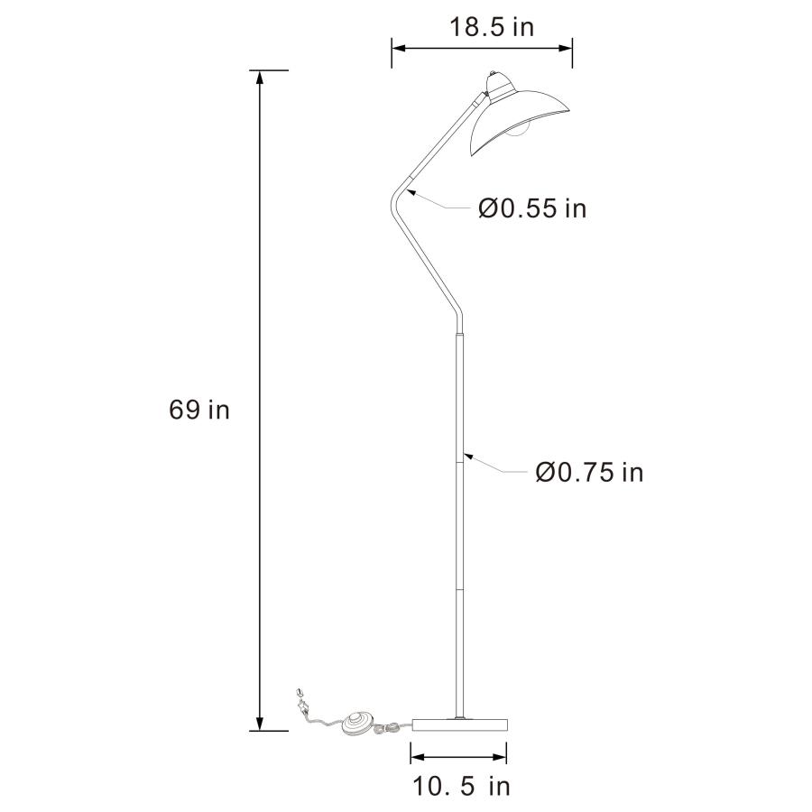 Modal Additional Images for Lucien 69-inch Dome Shade Metal Task Floor Lamp Black