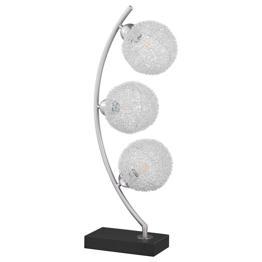 Claudia 30-inch Woven Spherical Metal Table Lamp Black (image for) Claudia 30-inch Woven Spherical Metal Table Lamp Black