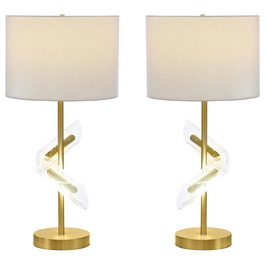 (image for) Kingsley 30-inch Drum Shade Table Lamp Gold (Set of 2)