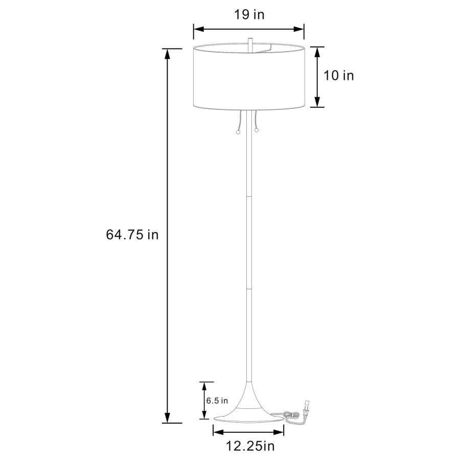 Modal Additional Images for Elmira 65-inch Drum Shade Metal Floor Lamp Gold