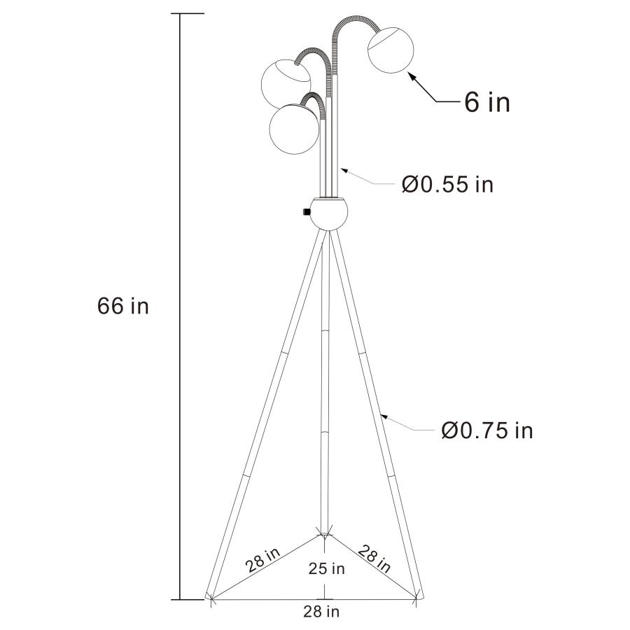 Modal Additional Images for Miley 66-inch Spherical Bulb Tripod Tree Floor Lamp Gold