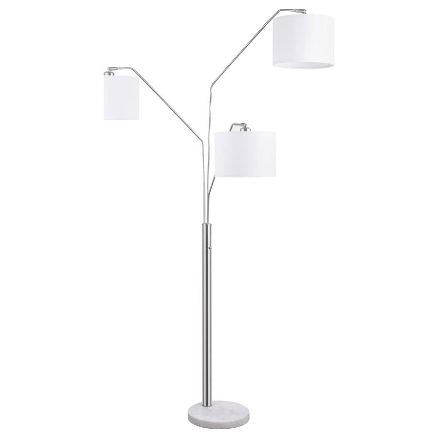 Jirou 84-inch Drum Shade Tree Floor Lamp Satin Nickel (image for) Jirou 84-inch Drum Shade Tree Floor Lamp Satin Nickel