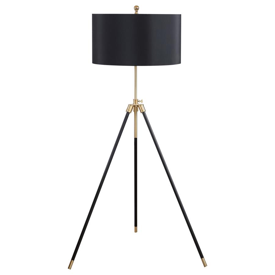 Zabka 63-inch Drum Shade Metal Tripod Floor Lamp Black (image for) Zabka 63-inch Drum Shade Metal Tripod Floor Lamp Black