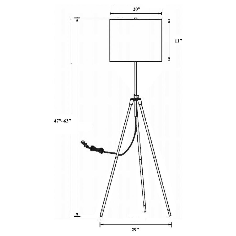 Modal Additional Images for Zabka 63-inch Drum Shade Metal Tripod Floor Lamp Black