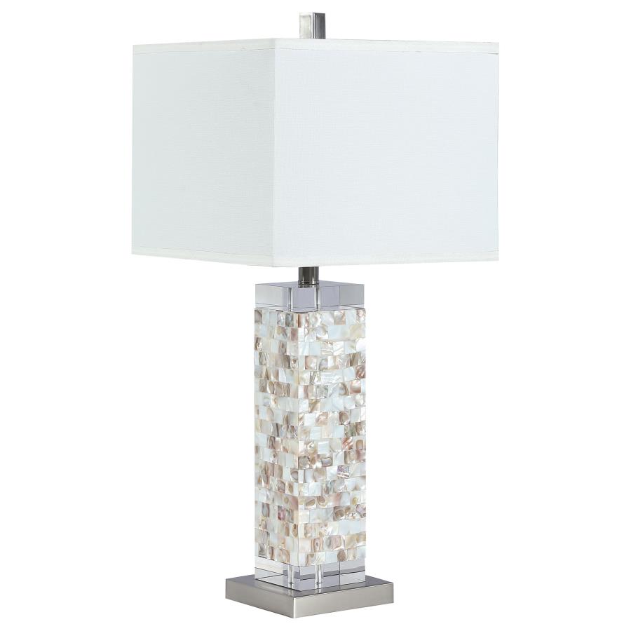 Capiz 29-inch Square Shade Mother of Pearl Table Lamp Silver (image for) Capiz 29-inch Square Shade Mother of Pearl Table Lamp Silver