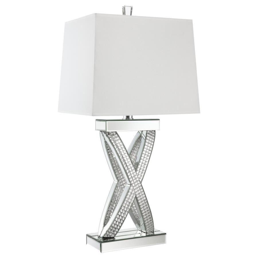 Dominick 31-inch Tapered Mirrored Acrylic Table Lamp Silver (image for) Dominick 31-inch Tapered Mirrored Acrylic Table Lamp Silver