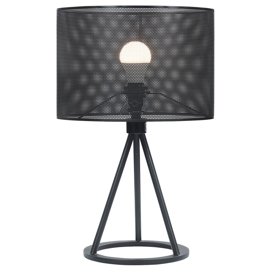 Chapin 19-inch Metal Mesh Drum Shade Table Lamp Black (image for) Chapin 19-inch Metal Mesh Drum Shade Table Lamp Black