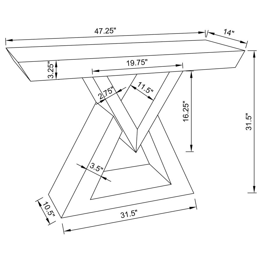Modal Additional Images for Cerecita Mirrored Triangular Entryway Console Table Silver