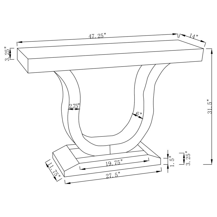 Modal Additional Images for Saanvi U-shaped Mirrored Entryway Console Table Silver
