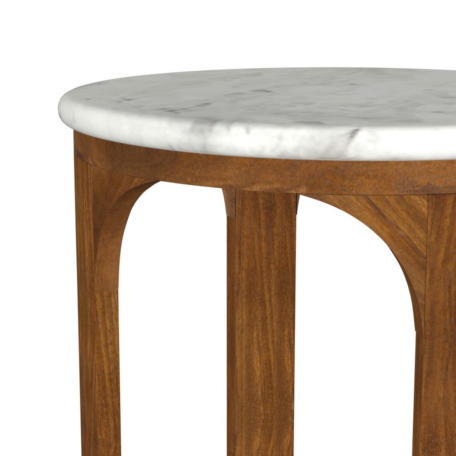 Modal Additional Images for Berkeley Round Marble Top Side Table White and Brown