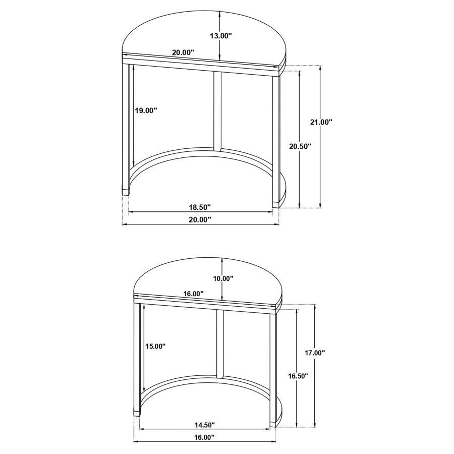 Modal Additional Images for Zakiya 2-piece Demilune Nesting Table Set Black and White