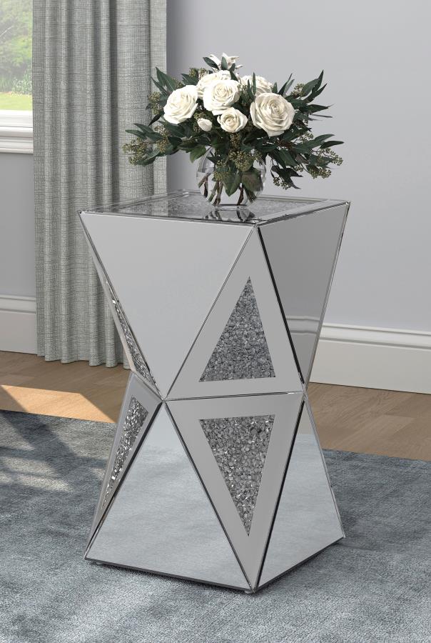 Matheo Square Geometric Mirrored Acrylic Side Table Silver