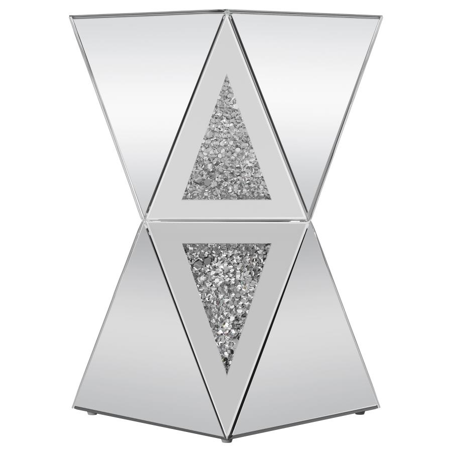Matheo Square Geometric Mirrored Acrylic Side Table Silver