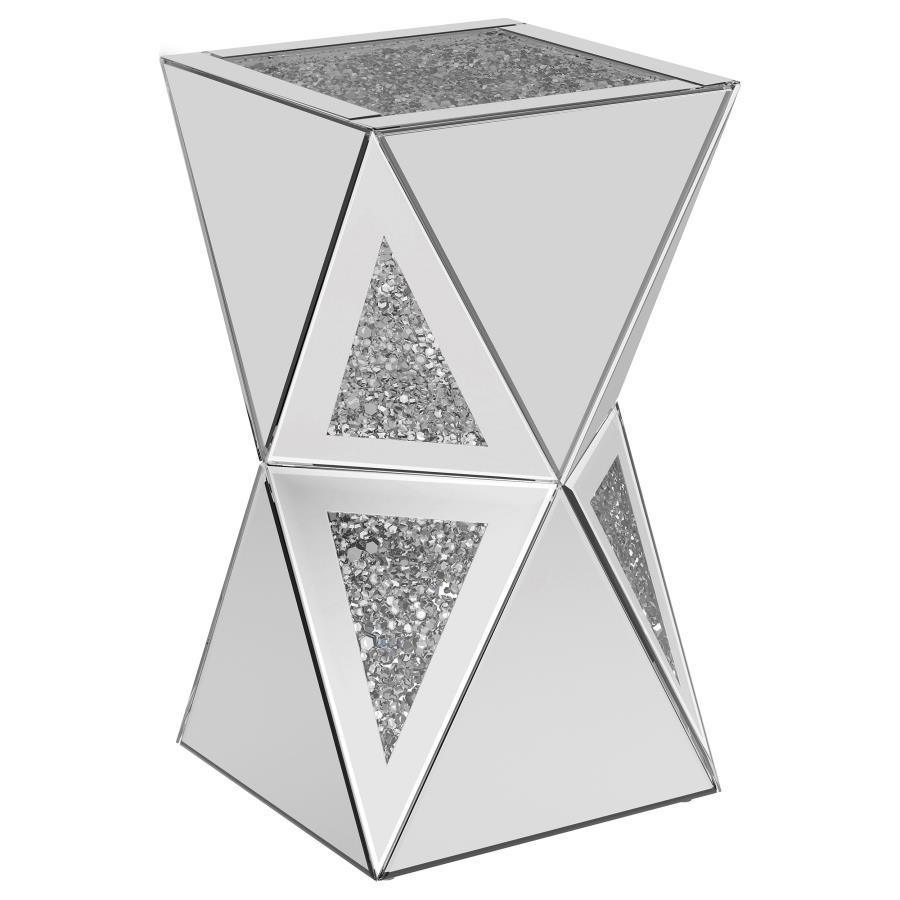 Matheo Square Geometric Mirrored Acrylic Side Table Silver