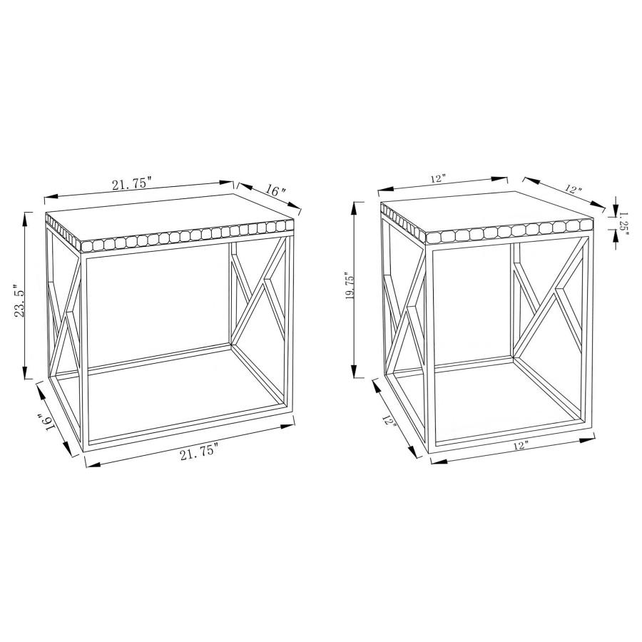 Modal Additional Images for Betsy 2-piece Mirrored Stainless Steel Nesting Tables Silver