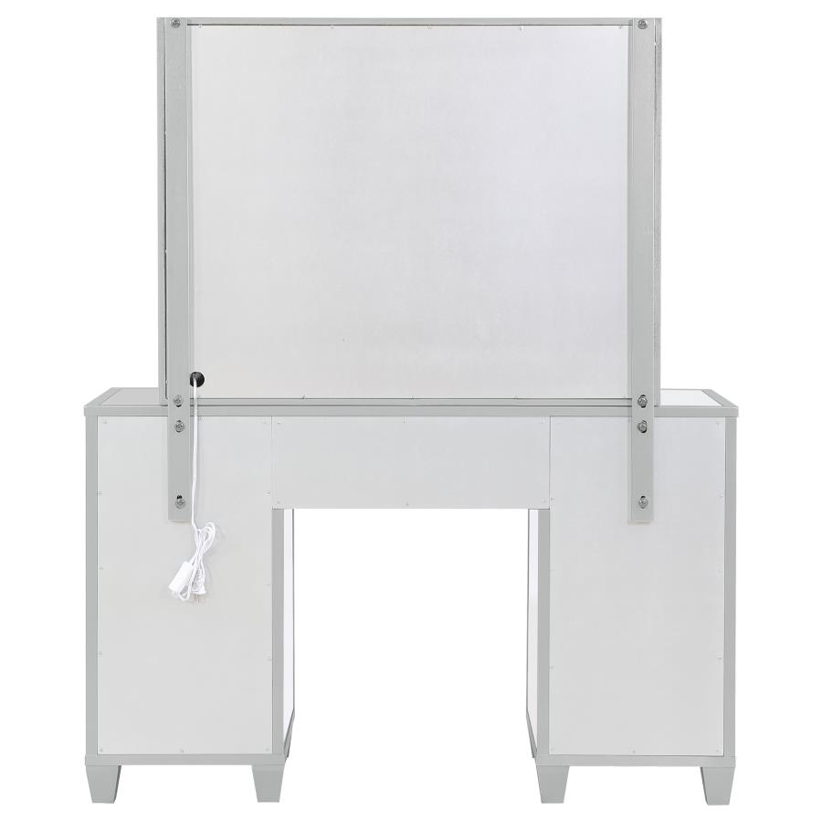 Allora 9-drawer Vanity Set with Lighting Metallic Silver