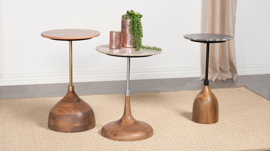 Modal Additional Images for Colima Round Wood Top Accent Side Table Peach