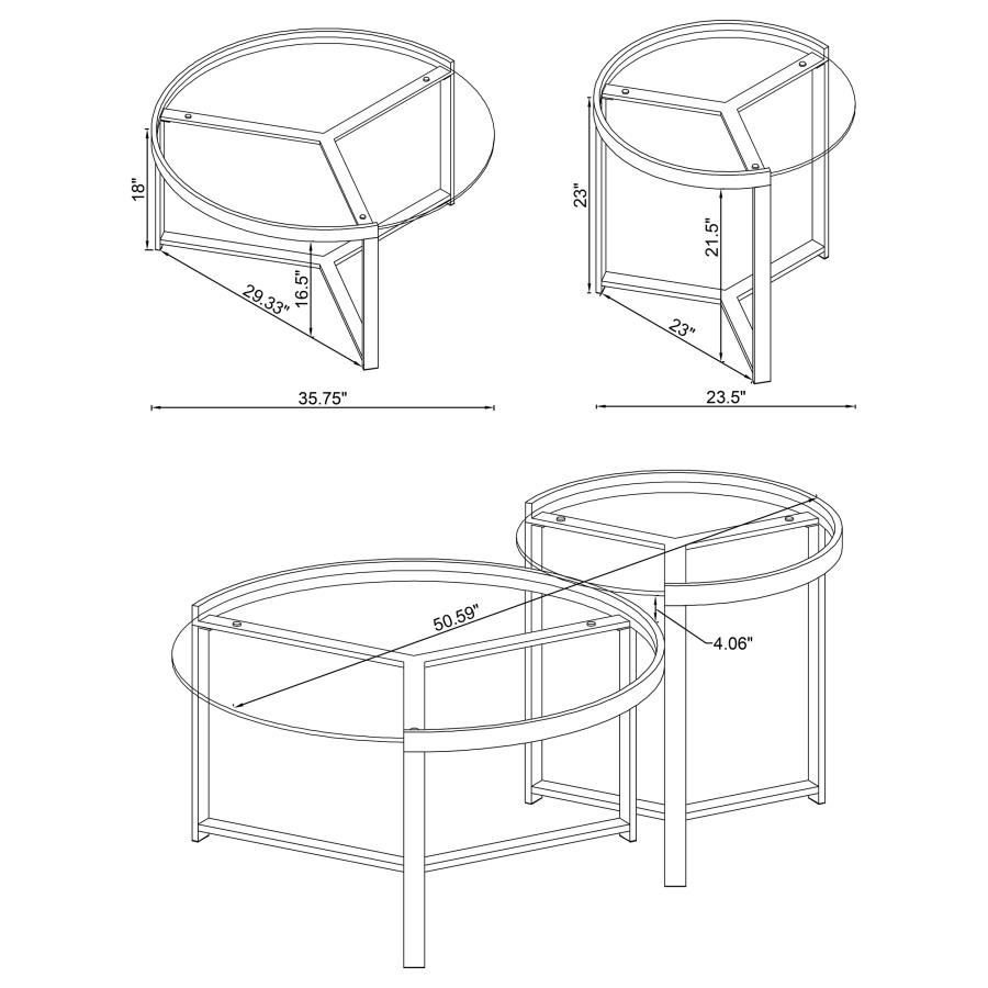 Modal Additional Images for Delia 2-Piece Round Glass Top Nesting Coffee Table Gold