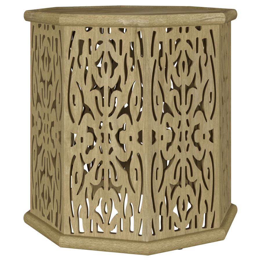 (image for) Torres Octagonal Solid Mango Wood Side Table Natural Brown - Click Image to Close