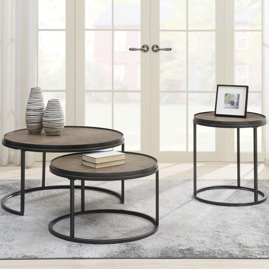 Modal Additional Images for Rodrigo Round Wood Side End Table Weathered Elm