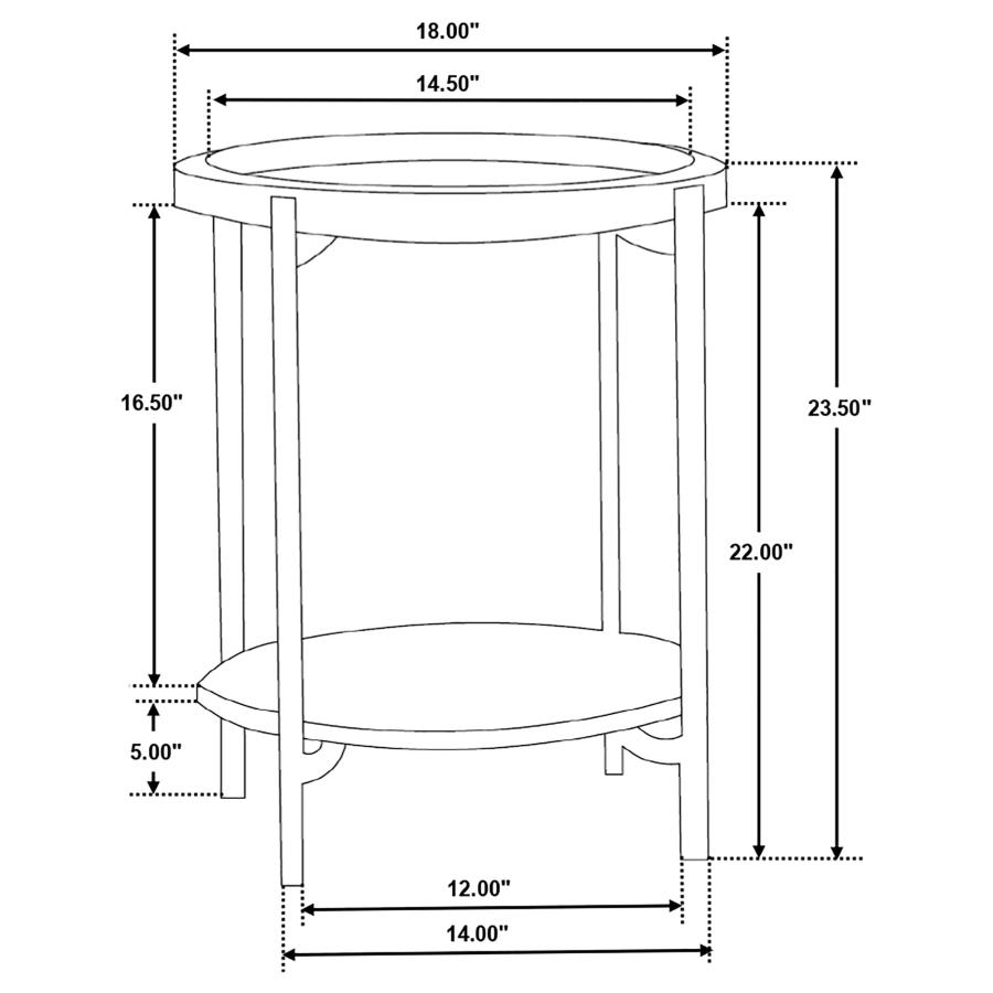 Adhvik Round Side Table with Marble Shelf Natural and Black