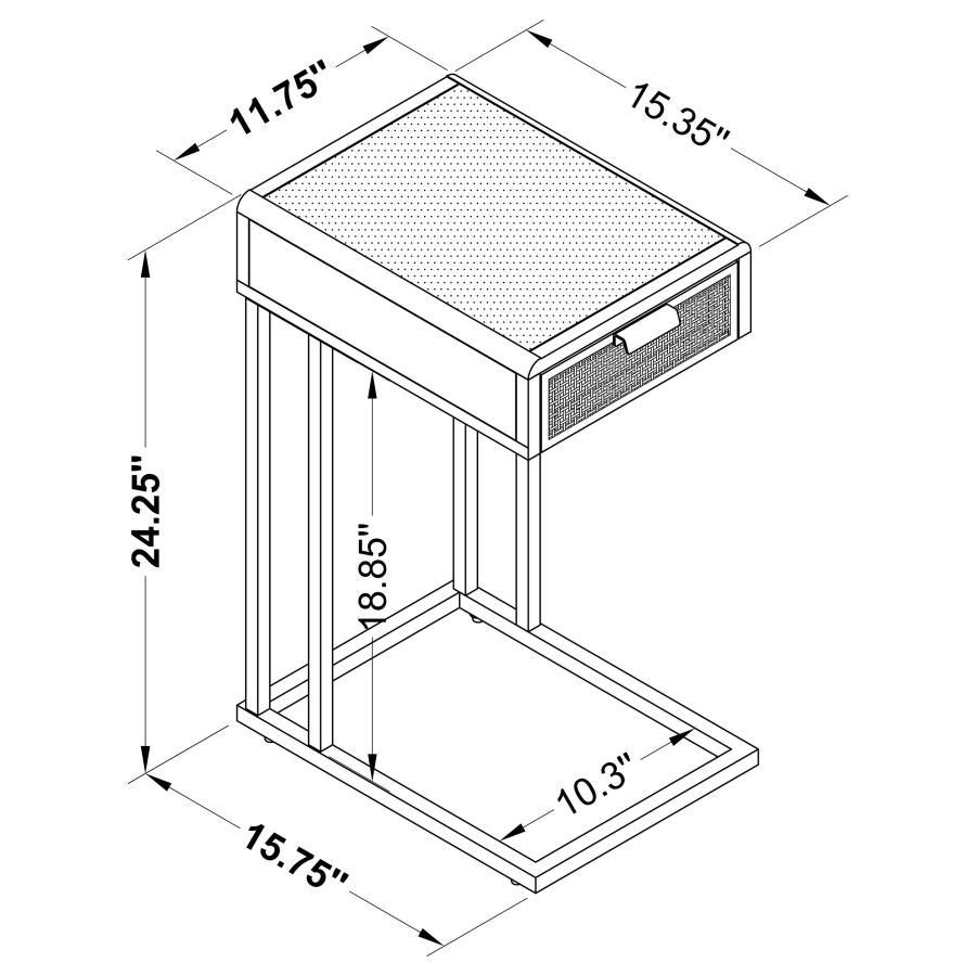 Modal Additional Images for Amherst 1-drawer Radio Weave Cane Metal Side Table White