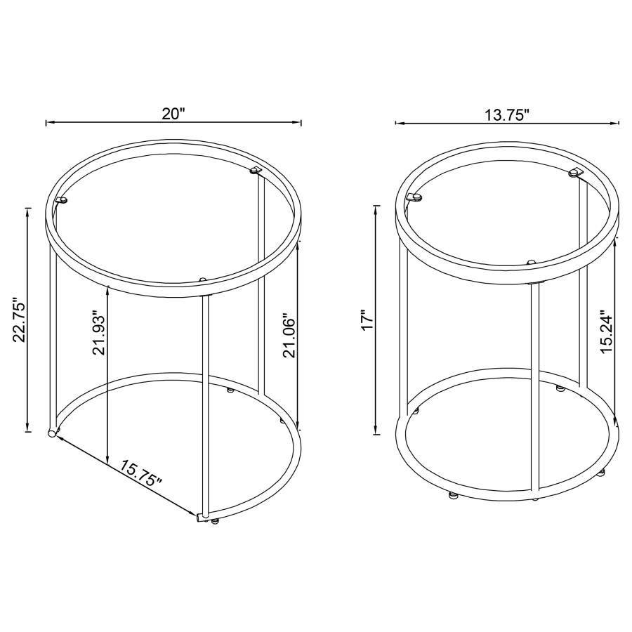 Modal Additional Images for Maylin 2-piece Round Glass Top Nesting Table Set Gold