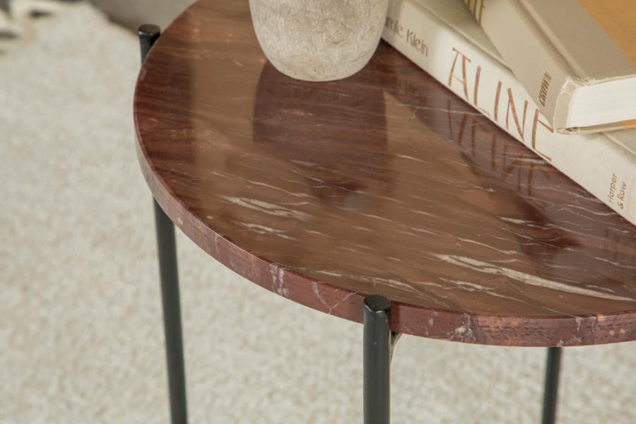 Modal Additional Images for Latifa Round Marble Top Accent Side Table Red and Black