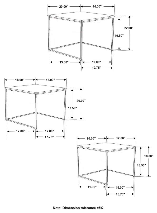 Modal Additional Images for Medora 3-piece Marble Top Nesting Table Set White